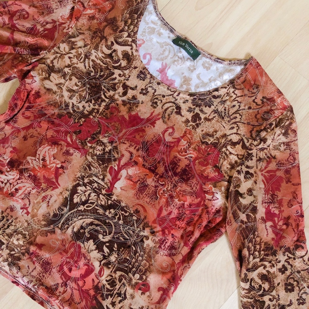 VINTAGE soft 3/4 sleeves top 🍁🍂🍊🧡 Y2K